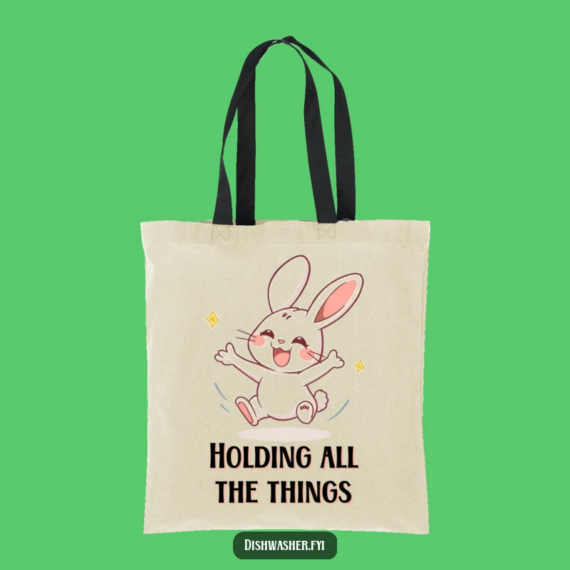 Funny Rabbit Drying Plates Tote Bag: Carry Your Day with Speedy Style!