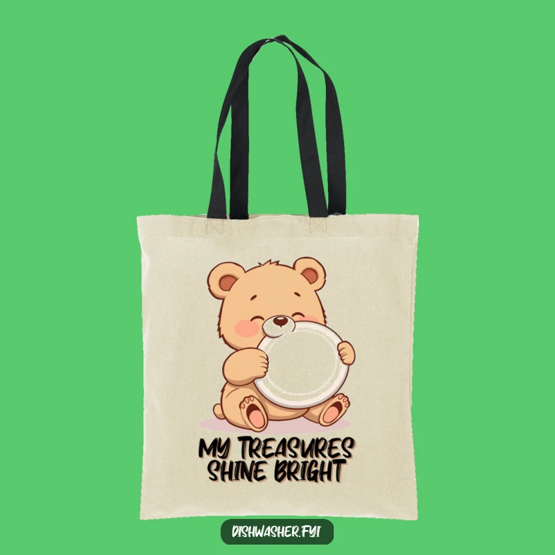 Funny Polishing Bear Tote Bag: Carry Your Essentials with Neat, Humorous Style